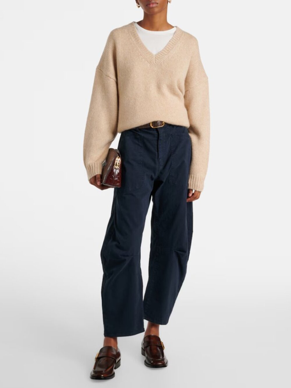 Nili Lotan Shon Cotton Twill Barrel Pants Midnight Blue 8